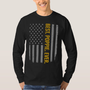 Best Poppie Ever American Flag   For Father's Day T-Shirt