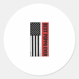 Best Poppo Ever Patriotic Flag Vintage Graphic_1 Classic Round Sticker