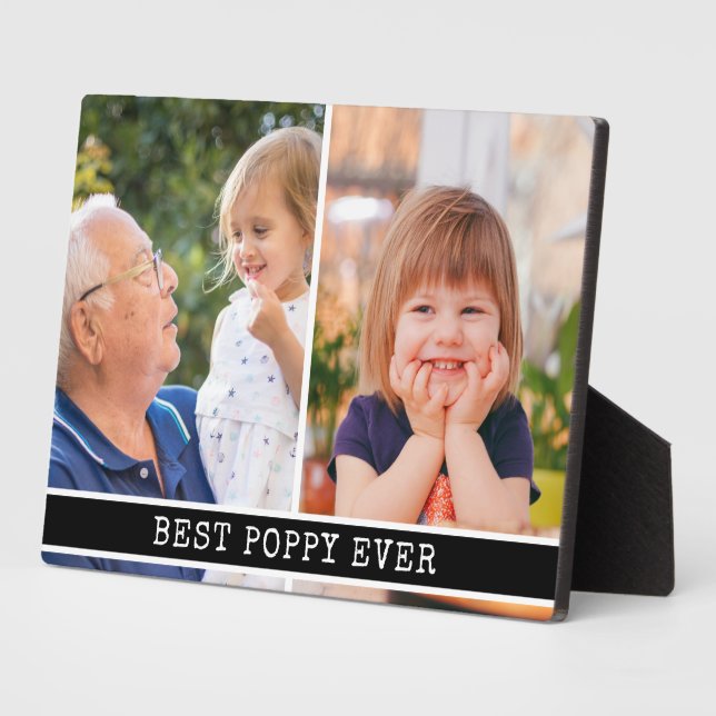 Best Poppy Ever 2 Photo Collage Modern Keepsake Plaque (Side)