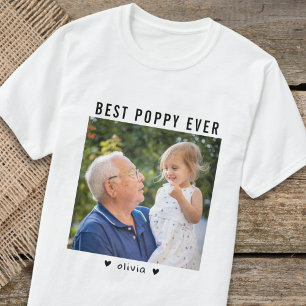 Best Poppy Ever Grandfather And Grandkid Photo   T-Shirt