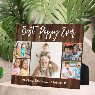 Best Poppy Ever Grandkids 5 Photo Collage Wood Plaque