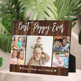 Best Poppy Ever Grandkids 5 Photo Collage Wood Plaque