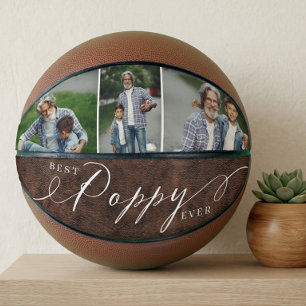 Best Poppy Ever Leather Fathers Day Photo Collage Basketball