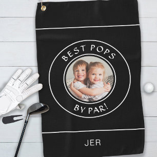 Best Pops By Par Golfer Photo Fun Black & White Golf Towel