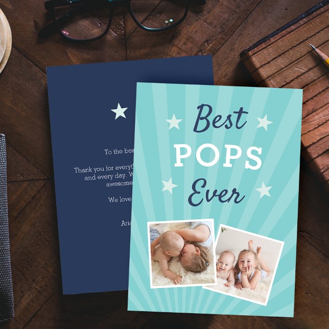 Best Pops Ever | Father's Day Flat Photo Card (Creator Uploaded)