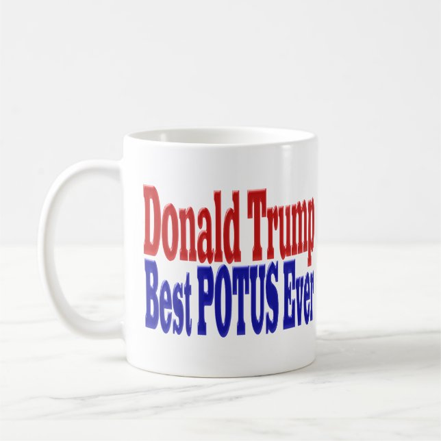 Best POTUS Ever Donald Trump red blue Coffee Mug (Left)