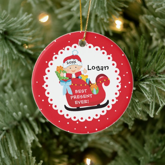 Best Present Ever Baby's First Christmas Ceramic Tree Decoration (Tree)