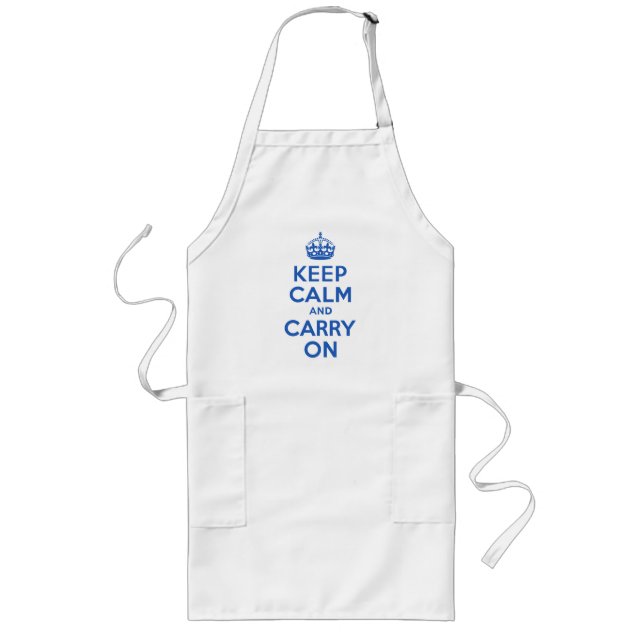 Best Price Keep Calm And Carry On Blue Long Apron (Front)