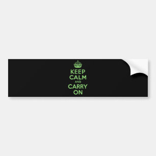 Best Price Keep Calm And Carry On Green Bumper Sticker