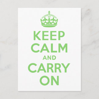 Best Price Keep Calm And Carry On Green Postcard