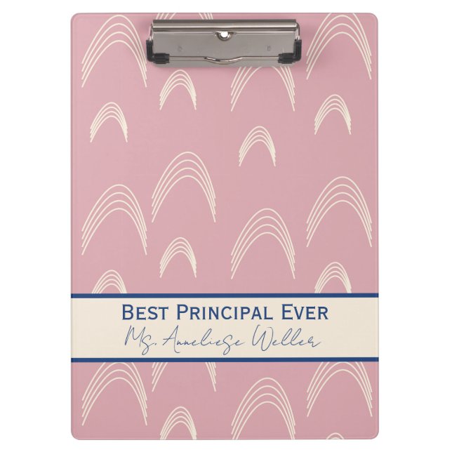 Best Principal Ever Personalized Boho Rainbow Clipboard (Front)