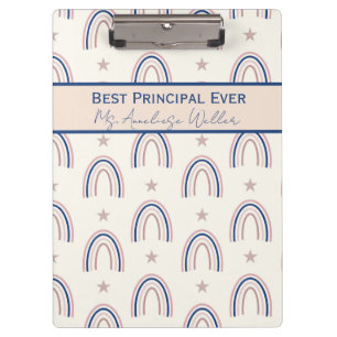 Best Principal Ever Personalized Boho Rainbow Clipboard