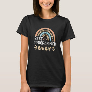Best Programmer Ever Leopard Rainbow Mum T-Shirt