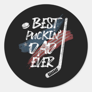 Best Puckin Dad Ever Shirt American Flag For Hocke Classic Round Sticker