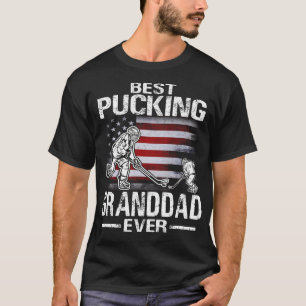 Best Pucking GRANDDAD Ever Hockey US Flag Father's T-Shirt