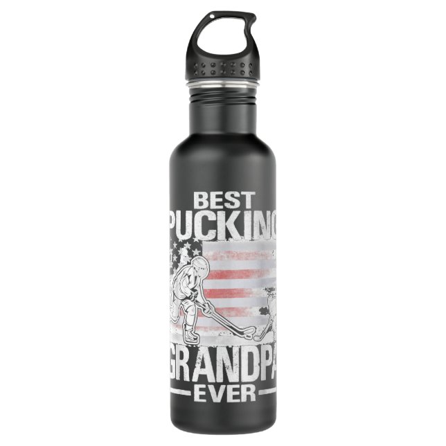 Best Pucking Grandpa Ever Hockey Father's Day Gift 710 Ml Water Bottle (Front)