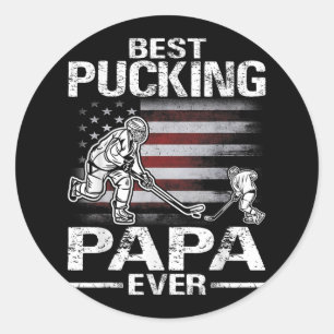 Best Pucking Papa Ever Hockey Fathers Day Gift  Classic Round Sticker