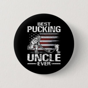 Best Pucking Uncle Ever Hockey Father's Day Gift 6 Cm Round Badge