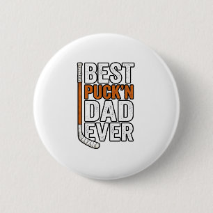 Best Puck'n Dad Ever Hockey Father Vector Design_1 6 Cm Round Badge