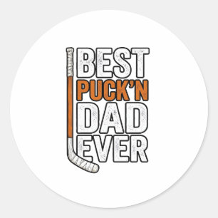 Best Puck'n Dad Ever Hockey Father Vector Design_1 Classic Round Sticker