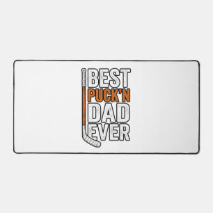Best Puck'n Dad Ever Hockey Father Vector Design_1 Desk Mat