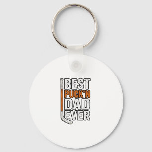 Best Puck'n Dad Ever Hockey Father Vector Design_1 Key Ring