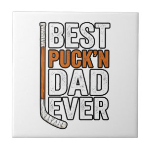 Best Puck'n Dad Ever Hockey Father Vector Design_1 Tile