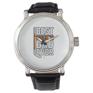 Best Puck'n Dad Ever Hockey Father Vector Design_1 Watch