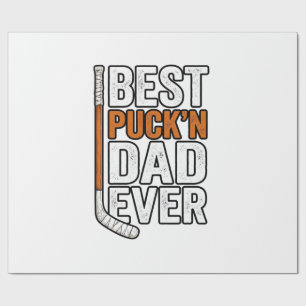Best Puck'n Dad Ever Hockey Father Vector Design_1 Wrapping Paper