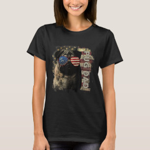 Best Pug Dad Ever 4th Of July American Flag Pug T-Shirt