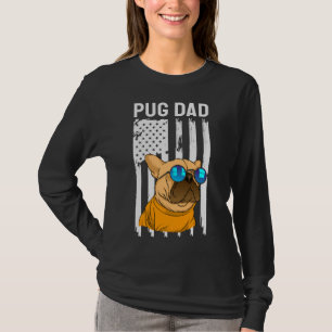 Best Pug Dad Ever American Flag Sunglasses Cute Pu T-Shirt