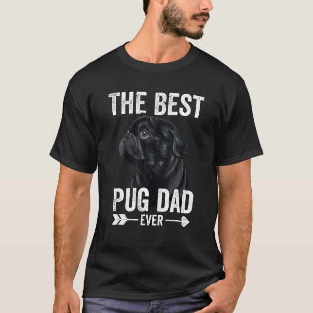 Best Pug Dad Ever Men Dog Dad Cute Black Pug T-Shirt (Front)