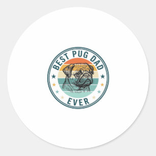 Best Pug Dad Ever Vintage Engraving Dog Shirt Desi Classic Round Sticker