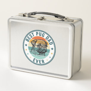 Best Pug Dad Ever Vintage Engraving Dog Shirt Desi Metal Lunch Box