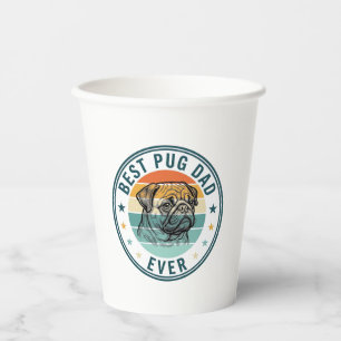 Best Pug Dad Ever Vintage Engraving Dog Shirt Desi Paper Cups