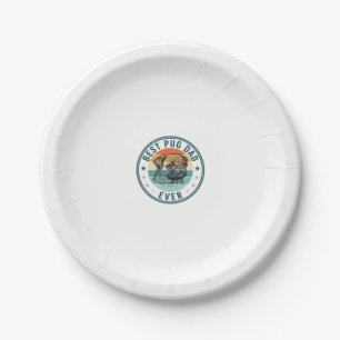 Best Pug Dad Ever Vintage Engraving Dog Shirt Desi Paper Plate