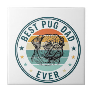 Best Pug Dad Ever Vintage Engraving Dog Shirt Desi Tile