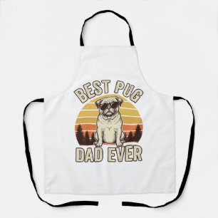 Best Pug Dad Ever Vintage Pug T-Shirt Design_1 Apron