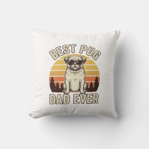 Best Pug Dad Ever Vintage Pug T-Shirt Design_1 Cushion