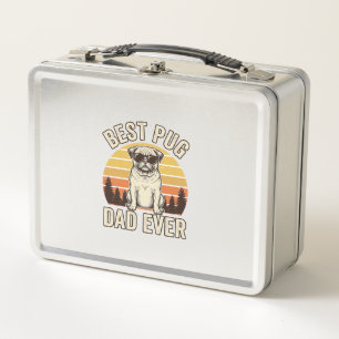 Best Pug Dad Ever Vintage Pug T-Shirt Design_1 Metal Lunch Box