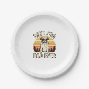 Best Pug Dad Ever Vintage Pug T-Shirt Design_1 Paper Plate