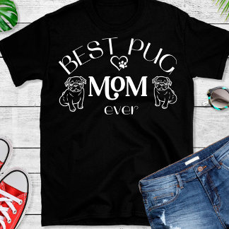 Best Pug Mum Heart Dog Paw T-Shirt