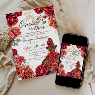 Best Quinceanera - Red Rose Gold  Invitation