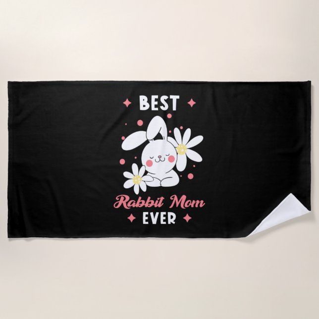 Best Rabbit Mum Ever Beach Towel (Front)