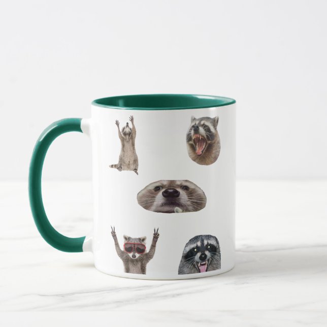 Best Racoon Meme Compilation Funny Meme Set Mug (Left)