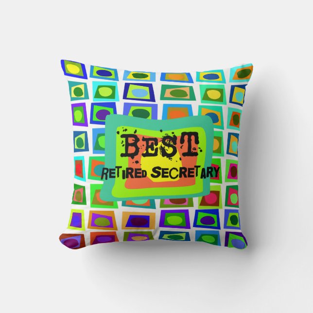 Best Retired Secretary PIllow Artsy Squares Design (Front)