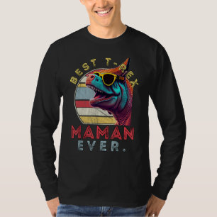 Best Rex Maman Ever Vintage Retro Sunset Dino Sung T-Shirt