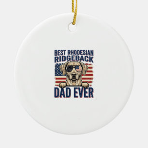 Best Rhodesian Ridgeback Dad Ever Vintage Dog Shir Ceramic Tree Decoration