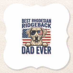 Best Rhodesian Ridgeback Dad Ever Vintage Dog Shir Paper Coaster