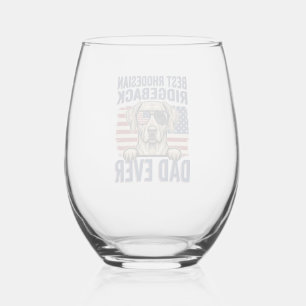 Best Rhodesian Ridgeback Dad Ever Vintage Dog Shir Stemless Wine Glass
